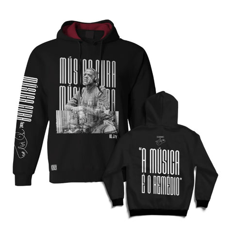 Casaco Moletom Capuz Preto / Música Cura feat. KL jay